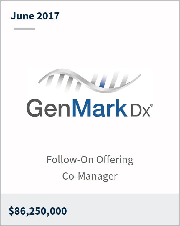 June 2017 GenMark Diagnostics $86,250,000 follow-on offering co-manager