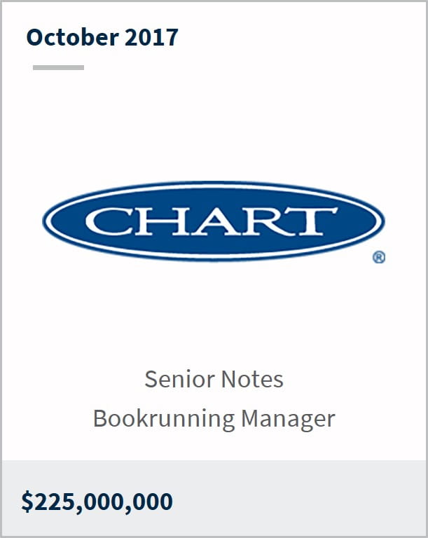 October 2017 Chart Industries Inc. $255,000,000 senior notes bookrunning manager