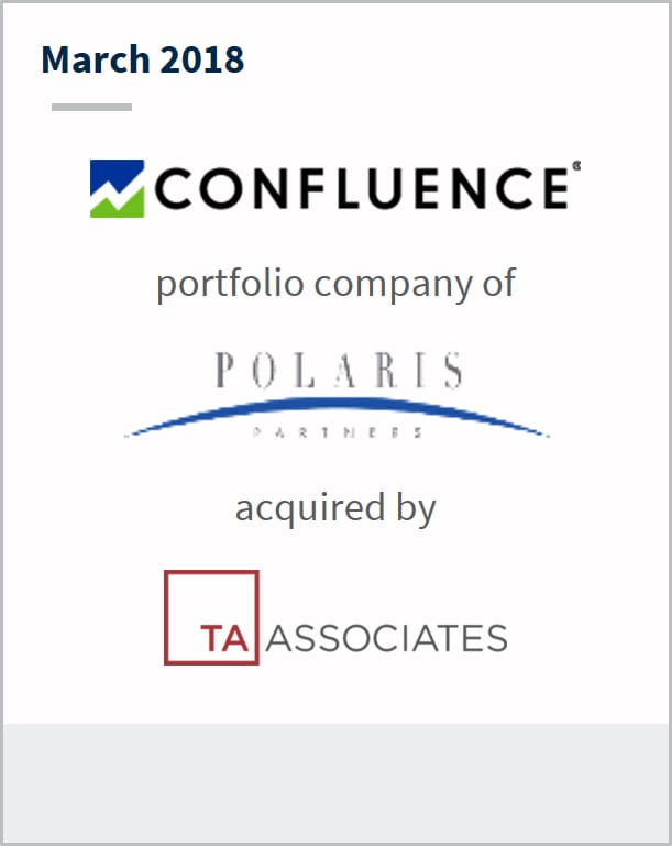 March 2018 Confluence a portfolio company of  Polaris has been acquired by TA Associates