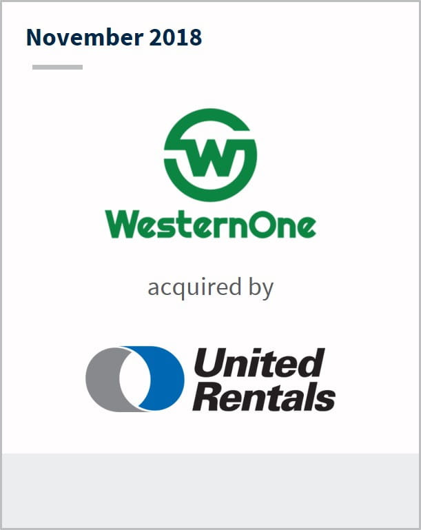 November 2018 WesternOne has been acquired by United Rentals