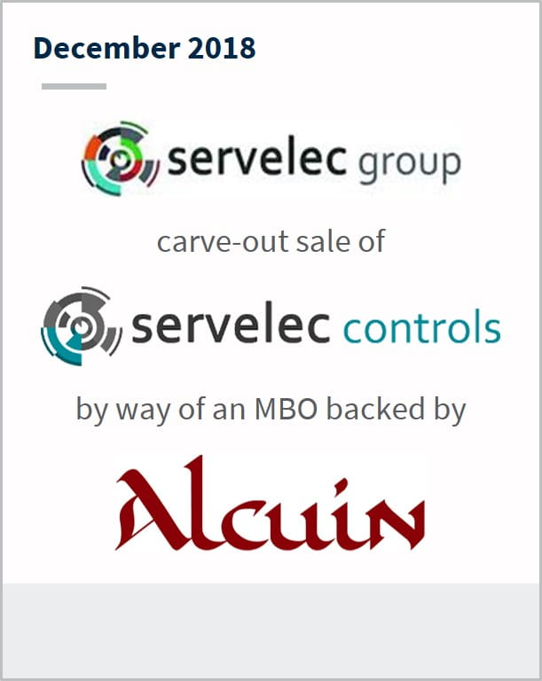 December 2018 Servelec Group carve-out sale of Servelec cotrols by way of MBO backed by Alcuin