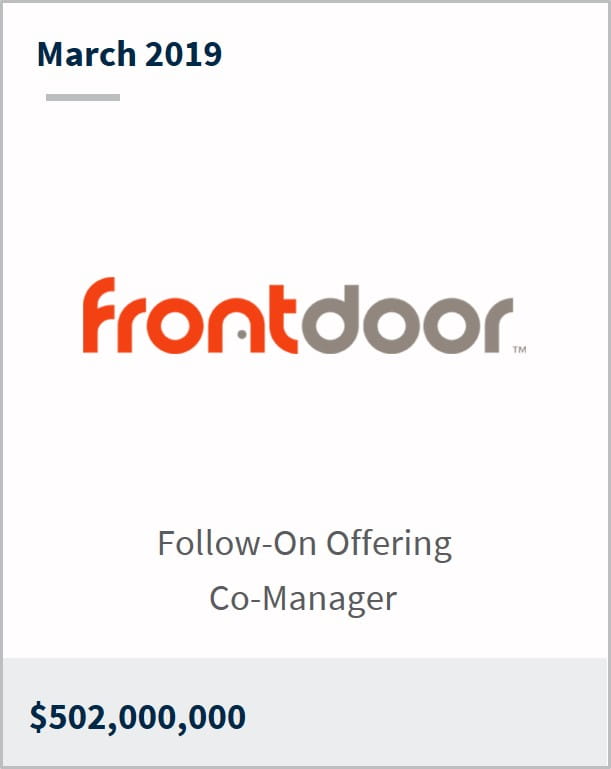 March 2019 Frontdoor $502,000,000 follow-on offering co-manager 