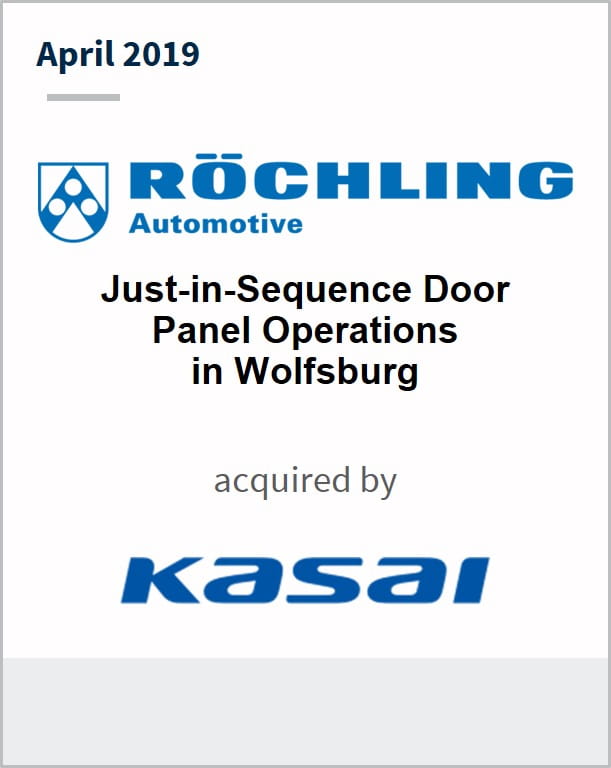 April 2019 Rochling Automotive just-in-sequence door panel operations in Wolfsburg has been acquired by Kasai