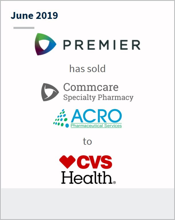June 2019 Premier has sold Commcare Specialty Pharmacy | ACRO to CVS Health