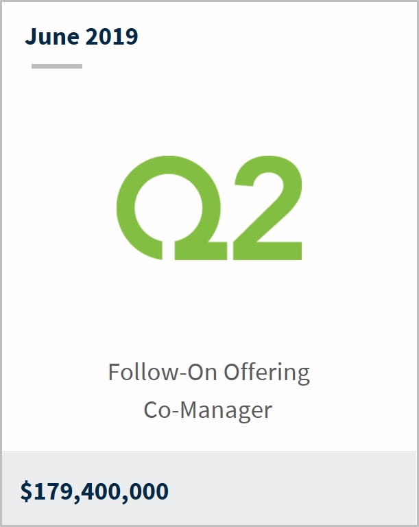 June 2019 Q2 Holdings $179,400,000 follow-on offering co-manager 