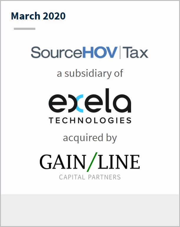 March 2020 SourceHOV Tax a subsidiary of exela technologies has been acquired by Gain/Line Capital Partners 