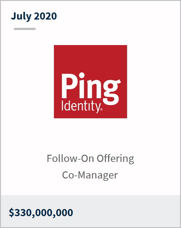 July 2020 Ping Identity $330,000,000 follow-on offering co-manager 