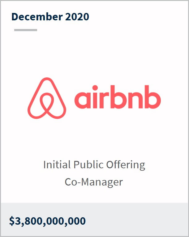 December 2020 Airbnb $3,800,000,000 initial public offering co-manager 
