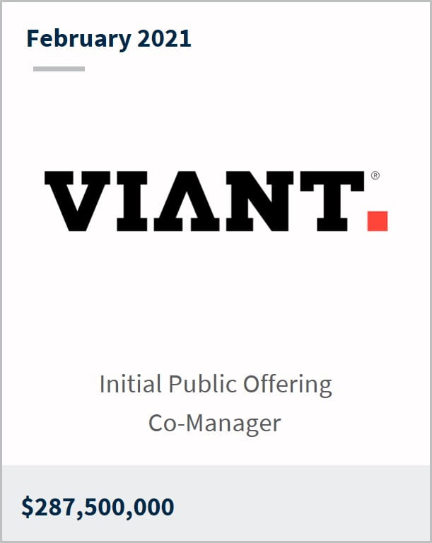 February 2021 Viant $287,500,000 initial public offering co-manager 