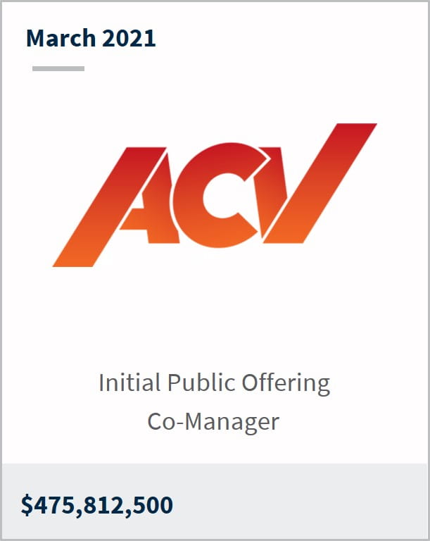 March 2021 ACV Auctions $475,812,500 initial public offering co-manager 