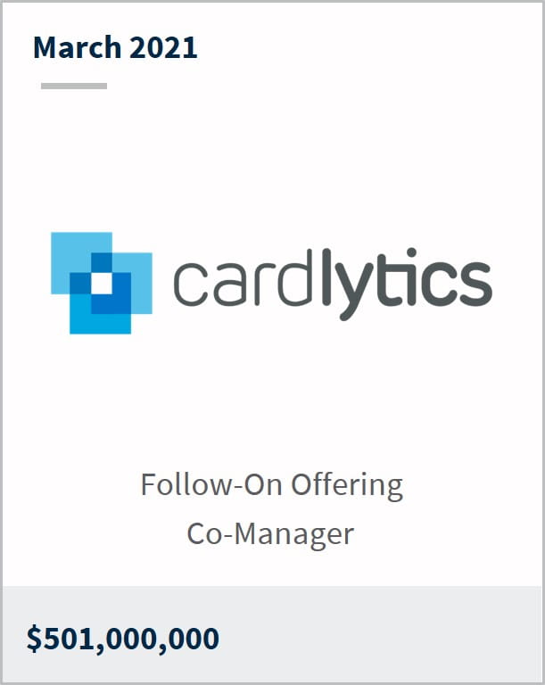 March 2021 Cardlytics $501,000,000 follow-on offering co-manager 