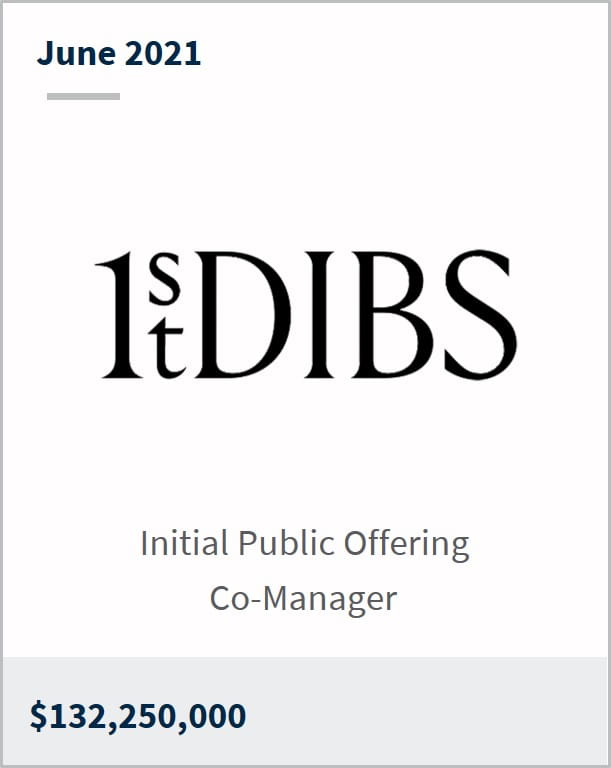 June 2021 1stdibs $132,250,000 initial public offering co-manager 