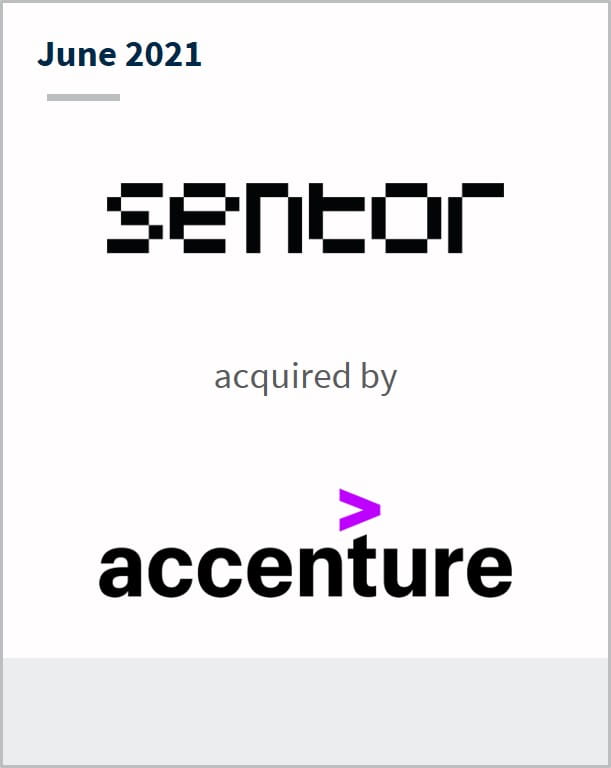 June 2021 Sentor has been acquired by Accenture 
