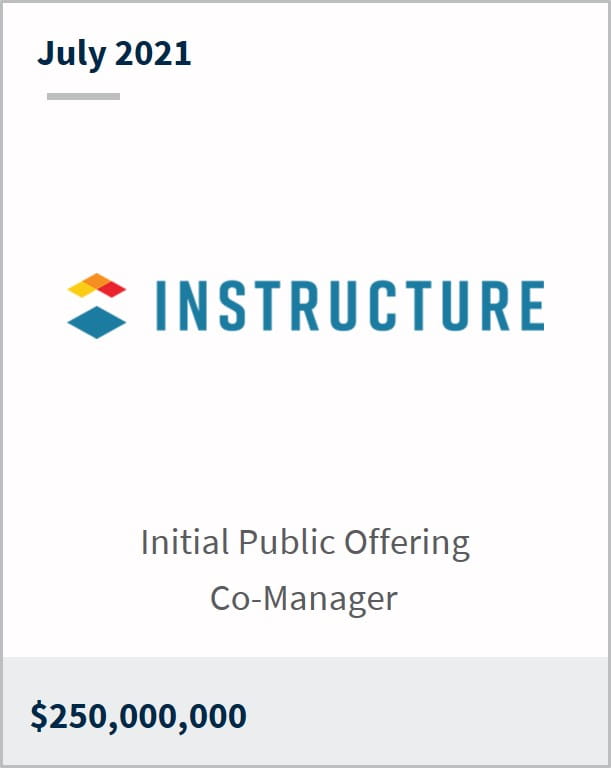 July 2021 Instructure Holdings Inc $250,000,000 initial public offering co-manager 