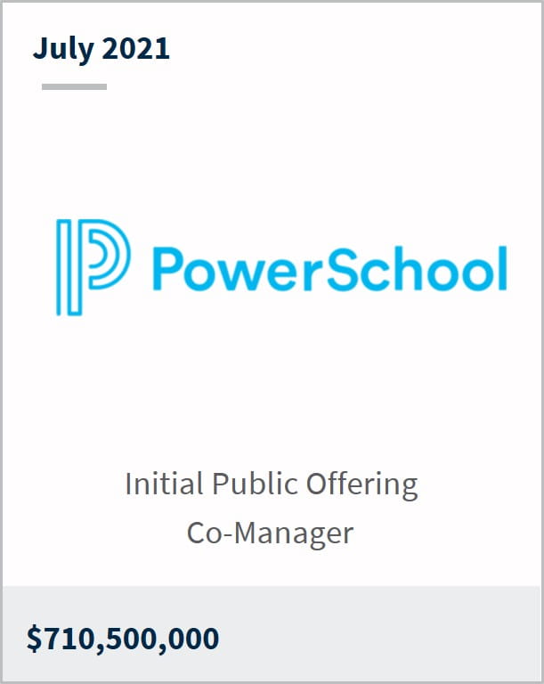 July 2021 PowerSchool Holdings $710,500,000 initial public offering co-manager 